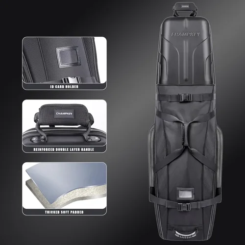 Vista 9 de CHAMPKEY Professional Golf Travel Bags for Airlines with Password Lock - Hard Case Golf Travel Bag with Support Pole and Oversized Wheels