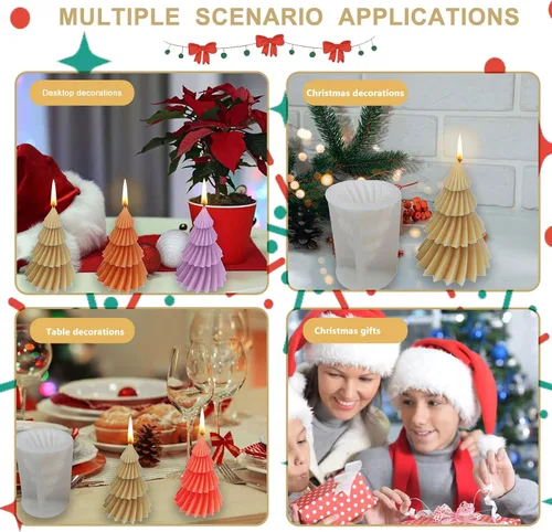 Vista 7 de Molde de vela para árbol de Navidad, moldes de vela 3D para hacer velas, molde de silicona en forma de árbol de Navidad, molde para hacer velas
