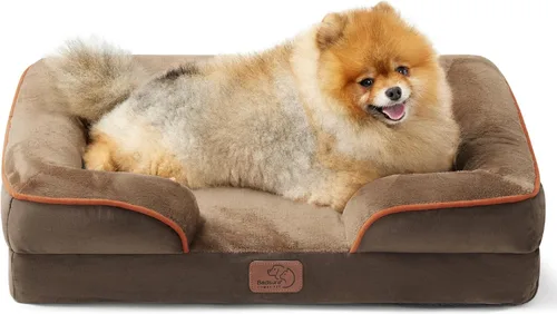 Vista 115 de Bedsure - Cama para gatos de interior, sofá cama lavable para perros muy pequeños, espuma de soporte con funda extraíble y lavable, forro Gris