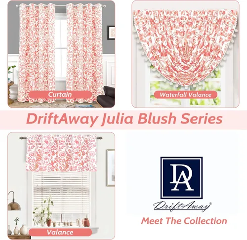 Vista 5 de DriftAway Julia Cenefa Forrada de Doble Capa con Aislamiento Térmico para Oscurecer la Habitación, Cenefas Blackout con Bolsillo para Barra de 3