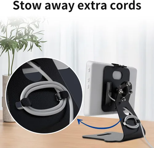 Vista 3 de shinar Metal Swivel and Tilt Stand for Echo Hub No Need Mounting Adjustable with 360 Degree Rotatable Desktop Mounting Bracket Stable Big Base