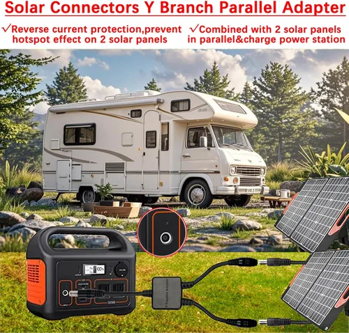 Vista 3 de Cable adaptador paralelo, 0.315 in, cable combinador solar, rama Y, 10.7in, 10A, 45V, 300W, protección de corriente inversa, compatible con Jackery