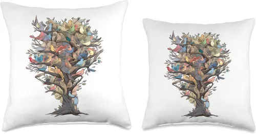 Vista 3 de Vogelliebhaber & Vogel Beobachter Store Tree Bird Observation Throw Pillow, 16x16, Multicolor