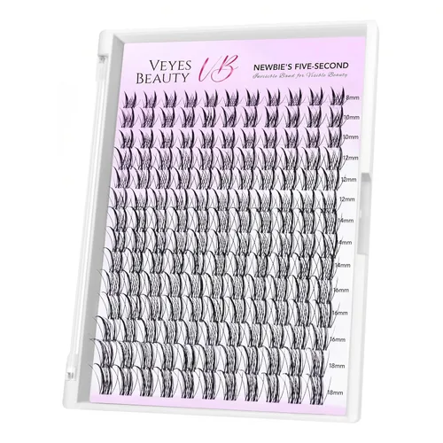 Vista 18 de VEYESBEAUTY Extensiones de pestañas de manga marrón, banda delgada e invisible, pestañas postizas individuales para principiantes, serie de cinco