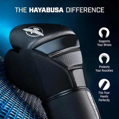 Vista 2 de Hayabusa T3 - Guantes de boxeo para hombre y mujer, protección de muñeca y nudillos, cierre de velcro doble X, soporte de muñeca con férulas