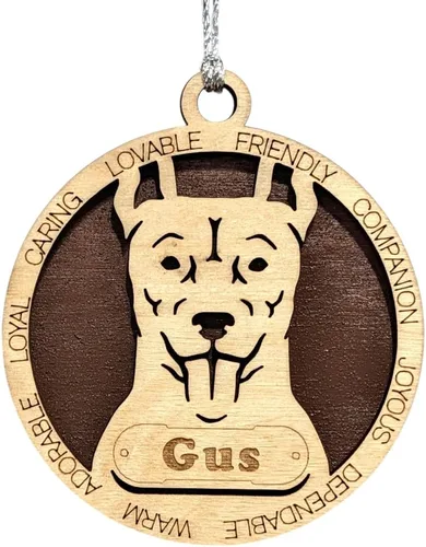 Vista 169 de Adorno de Navidad personalizado para perro Cavalier King Charles Spaniel, redondo de 3 pulgadas, madera cortada con láser de 2 capas, nombre y texto