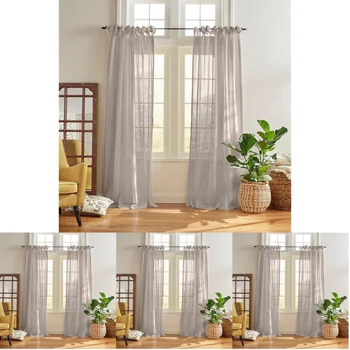 Vista 11 de Elrene Home Fashions - Panel de cortina de ventana con nudo superior transparente de Viena, 52 x 84 pulgadas (1 panel), azul grisáceo Azul empolvado