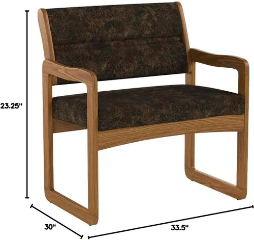 Vista 82 de Wooden Mallet Valley Bariatric Guest, Silla base de trineo, roble mediano