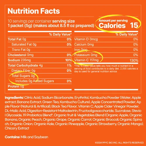 Vista 2 de SUNMANC Kombucha 10 sobres, bebida fermentada probiótica con burbujas, mezcla de bebida en polvo conveniente, té en polvo, bajas calorías, azúcar