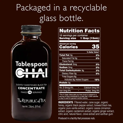 Vista 3 de The Republic of Tea - Cucharada Chai, Concentrado de Té Chai Negro, 8 fl oz - 16 Porciones