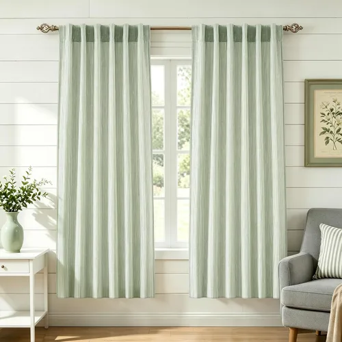 Vista 21 de DriftAway Cortinas de lino 100% opacas a rayas, de doble capa, 96 pulgadas de largo, para sala de estar, dormitorio, hilo teñido, con aislamiento