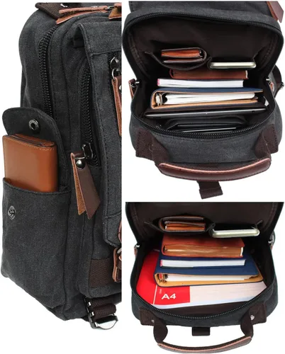 Vista 6 de Mygreen bolsa cruzada de lona, mochila de viaje