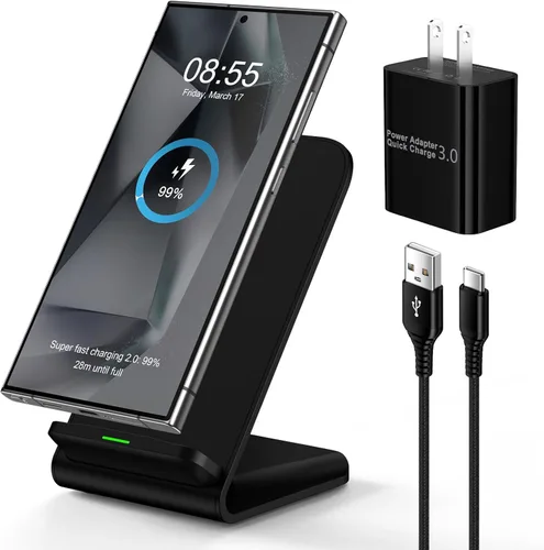 Cargador inalámbrico Samsung S25 FE de 15 W, soporte de carga rápida para Galaxy S26+S26 Ultra S25 S24 FE S23 S22, para Motorola estación de carga