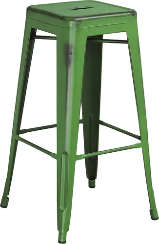 Vista 12 de Flash Furniture - Taburete de bar de metal moderno sin respaldo de 30 pulgadas, para interior/exterior, industrial, cuadrado, apilable para bares