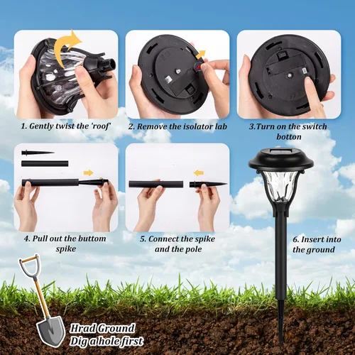 Vista 7 de SUNCKET Luces solares de jardín, luces solares brillantes impermeables al aire libre, luces solares de camino de encendidoapagado automático