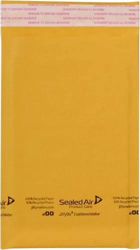 Vista 2 de Sealed Air Jiffylite - Sobre de burbujas autosellante, #00, cojín de celda de aire de burbujas de barrera, cierre autoadhesivo, 5 x 10, kraft