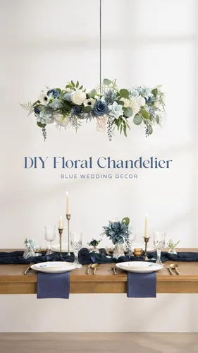 Vista 5 de Ling's moment Flores artificiales azules de Gardenia falsas con tallo, flores falsas para decoración de boda, centros de mesa, ramos de flores