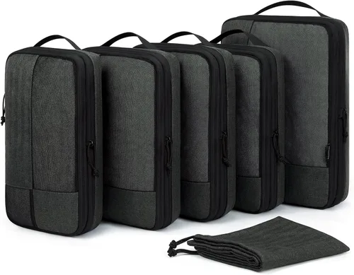 BAGSMART Juego de 6 cubos de embalaje de compresión para maletas, cubos de viaje de compresión y organizador de maletas para empacar con bolsa de