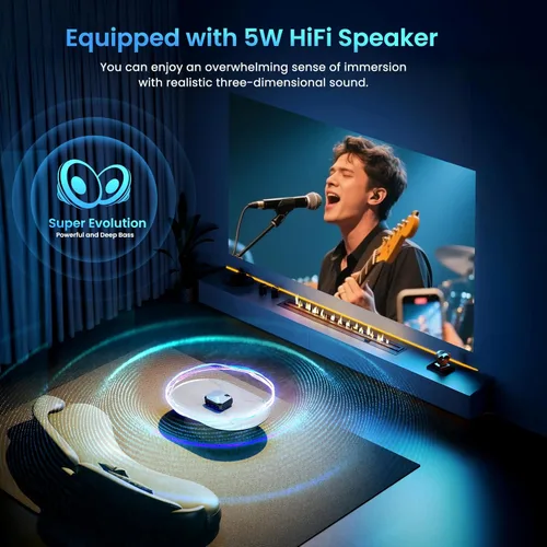 Vista 5 de [Compatible con Netflix/alto brillo] Proyector inteligente con WiFi 6 y Bluetooth 5.3, proyector de películas para exteriores 4K con Prime