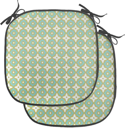 Vista 126 de Ambesonne Grunge Chair Seating Cushion, Retro Striped Background Pineapple Vintage Hippie Graphic, Anti-Slip Seat Padding for Kitchen & Patio