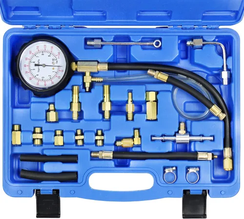 JIFETOR Juego de manómetros de prueba de presión de bomba de inyección de combustible, kit de herramientas de probador de inyector de gasolina y