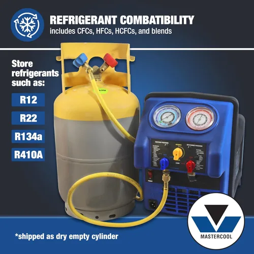 Vista 4 de Tanque de recuperación de refrigerante gris/amarillo Mastercool (62010) - 30 lb. de capacidad