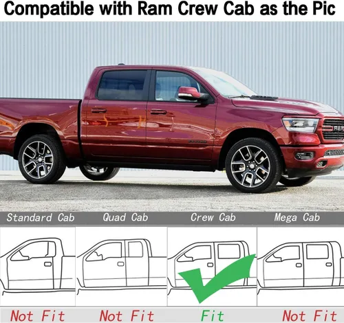 Vista 7 de Alfombrillas de coche personalizadas para Dodge Ram 1500/2500/3500 Crew Cab 2019-2024 para Dodge Ram 1500 Classic Crew Cab 4 puertas