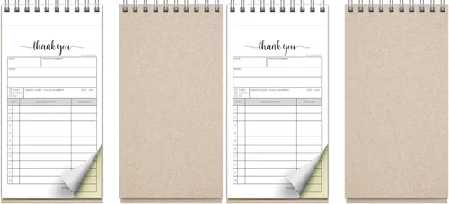 Vista 13 de 321Done Folleto de facturas, 3.4 x 5.5 de mano, 2 partes, sin carbono, fabricado en EE. UU., Bloc de notas de formulario de pedido de recibo