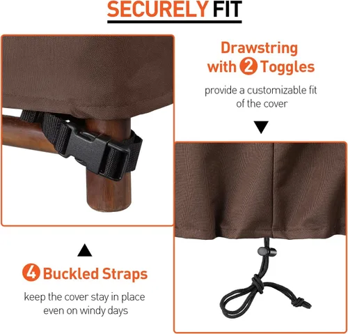 Vista 4 de Arcedo Funda para patio bistró, funda impermeable para muebles de exterior, funda resistente para mesa y sillas de bar, 80 pulgadas de largo x 32