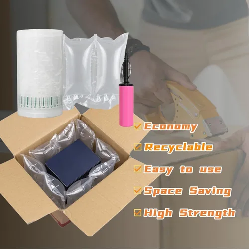 Vista 3 de Almohadas de aire para envío con bomba de embalaje, bolsas de aire, 200 unidades inflables, suministros de envío, relleno de caja