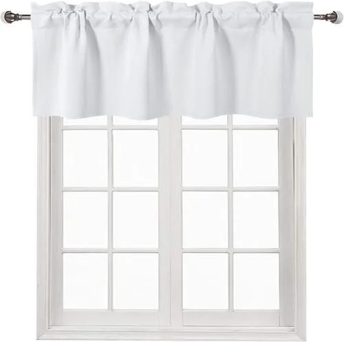 Vista 42 de DWCN Cenefa para ventana de cocina, con bolsillo para barra, para ventana, sala de estar/sótano, 36 x 16 pulgadas de largo, 1 panel, beige