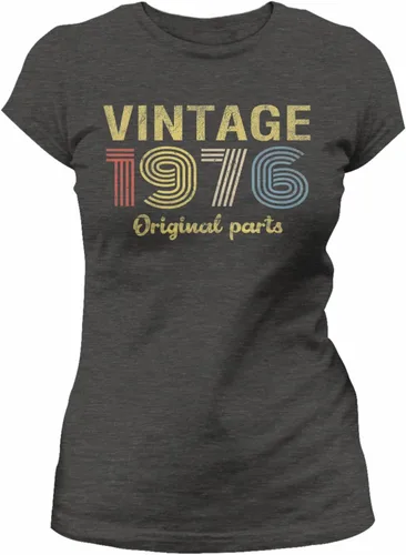 Vista 8 de Regalo de cumpleaños número 50 para mujer, piezas originales vintage 1976 retro cumpleaños, camiseta de cumpleaños 50 Negro-0001