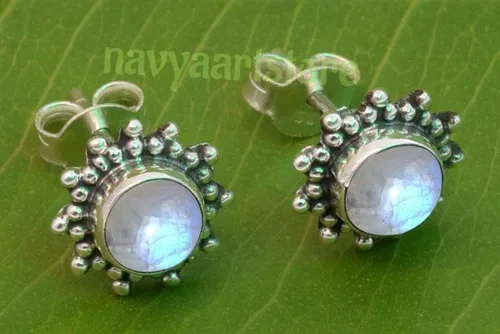 Vista 6 de Aretes tipo dormilona hechos a mano de plata de ley 925 para mujeres y niñas, regalos de Navidad