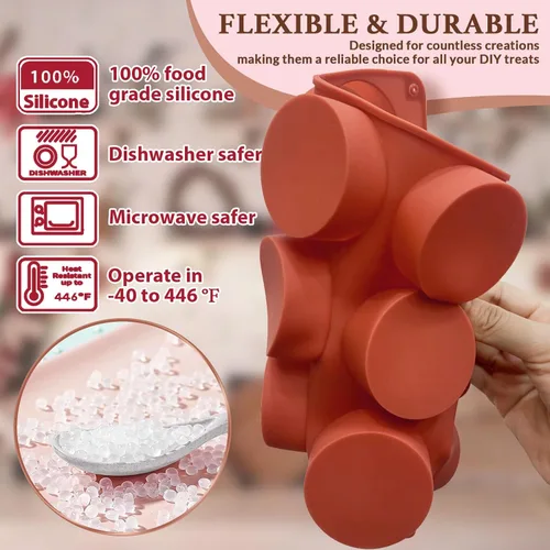 Vista 3 de HKNMTT Moldes redondos de silicona, 2 unidades, 12 cavidades de 2.1 pulgadas, cilindros cubiertos de chocolate, moldes para hornear antiadherentes