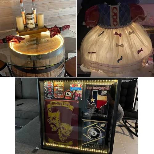 Vista 4 de Juego de 2 tiras de luces LED que funcionan con pilas, 0,5 metros/1 pieza, 60 luces LED de luciérnagas, estrellas y luna, para bricolaje, fiestas