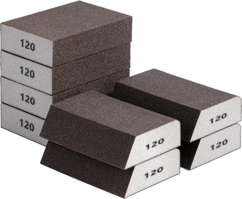Vista 10 de Bates- Esponja de lijado, paquete de 4, surtido de grano 60/80/120/220, bloque de lijado lavable y reutilizable para madera, metal, paneles de yeso