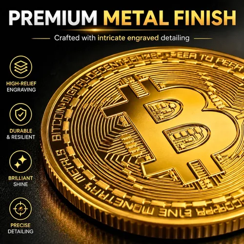 Vista 4 de Moneda de Bitcoin Edición de Coleccionista - Criptomoneda conmemorativa coleccionable en caja protectora de acrílico - Perfecta para entusiastas