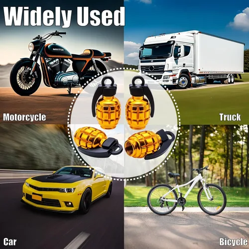 Vista 105 de 4 tapas de válvula de neumático, cubiertas universales de válvula de neumático de aleación de aluminio para automóviles, camiones, SUV, Negro