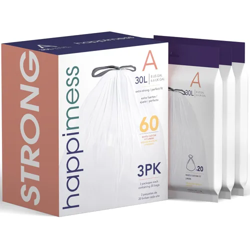 Vista 29 de happimess Bolsas de basura con cordón de 8 galones (30 litros), sin perfume, transparentes, resistentes para cocina y hogar, ajuste personalizado