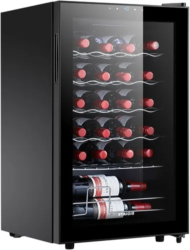 Vista 12 de Refrigerador para vinos de 12 botellas, mini refrigerador para vinos rojos y blancos, pequeño refrigerador independiente con control de temperatura