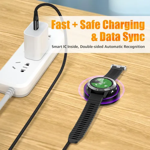 Vista 5 de AGVEE Estación de carga de aluminio ultra fina de 1.5 pies compatible con relojes Garmin Vivoactive 3 4, Fenix 7 6 5, Forerunner, Instinct, Venu