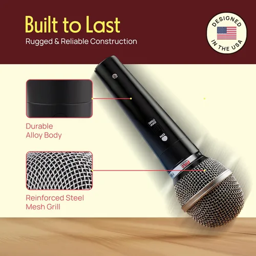 Vista 5 de Pyle Kit de micrófono dinámico profesional de 3 piezas, micrófono cardioide unidireccional vocal de mano con funda de transporte rígida y bolsa