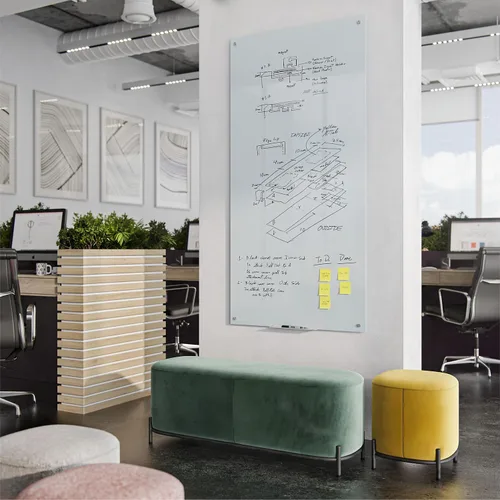 Vista 6 de U Brands Pizarra magnética de cristal de borrado en seco, 36 x 72 pulgadas, superficie blanca esmerilada, sin marco