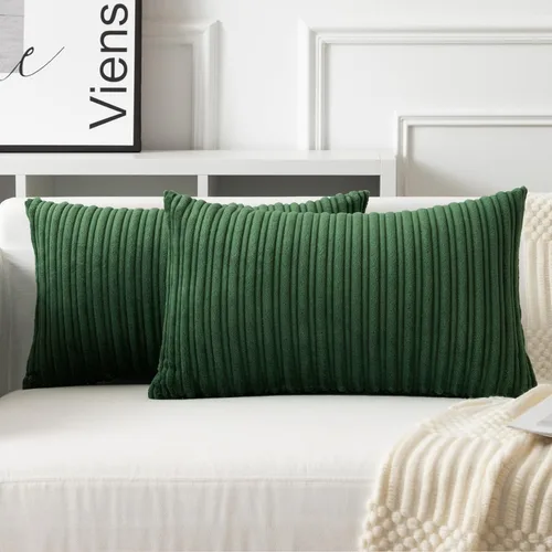 Vista 113 de UGASA - Juego de 2 fundas de almohada de terciopelo a rayas, funda decorativa para cojín con cremallera oculta para el hogar, sofá, dormitorio