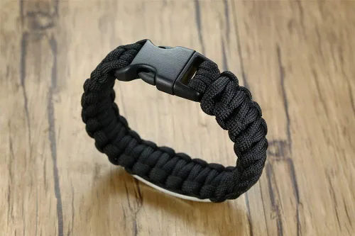 Vista 5 de MZZJ - Pulsera de identificación de alerta médica de acero inoxidable cepillado, pulsera de supervivencia trenzada duradera para hombres, pulsera
