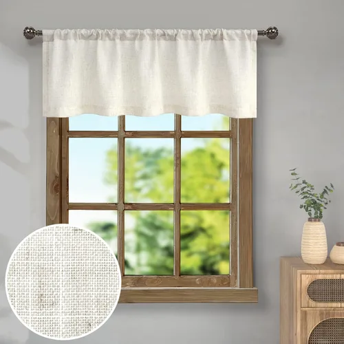 Vista 9 de Pitalk - Cenefa de ventana de lino negro para cocina, bolsillo para barra de 3 pulgadas, semitransparente, estilo bohemio moderno de granja, cenefa
