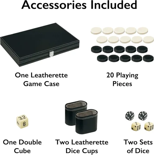 Vista 2 de Mainstreet Classics by GLD Products Juego de mesa Backgammon de 15 pulgadas, negro/blanco