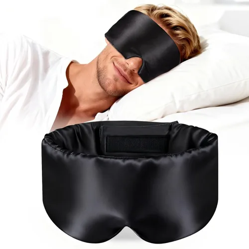 Vista 9 de Antifaz de dormir de algodón para mujeres y hombres, 100% bloqueo de luz, antifaz para dormir para dormir de lado, suave, presión cero