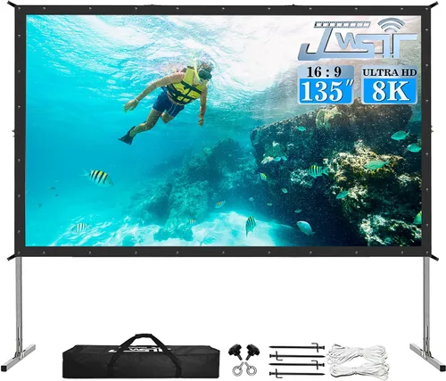 Vista 7 de Pantalla de proyección y soporte, pantalla de cine al aire libre de 80 pulgadas - Pantalla de proyección al aire libre de PVC de 3 capas mejorada