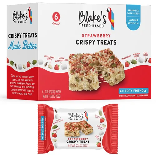 Vista 18 de Blake’s Seed Based, Birthday Cake - Golosinas de arroz crujiente sabor a torta de cumpleaños, sin nueces, gluten, lácteos, ni soya; snack saludable
